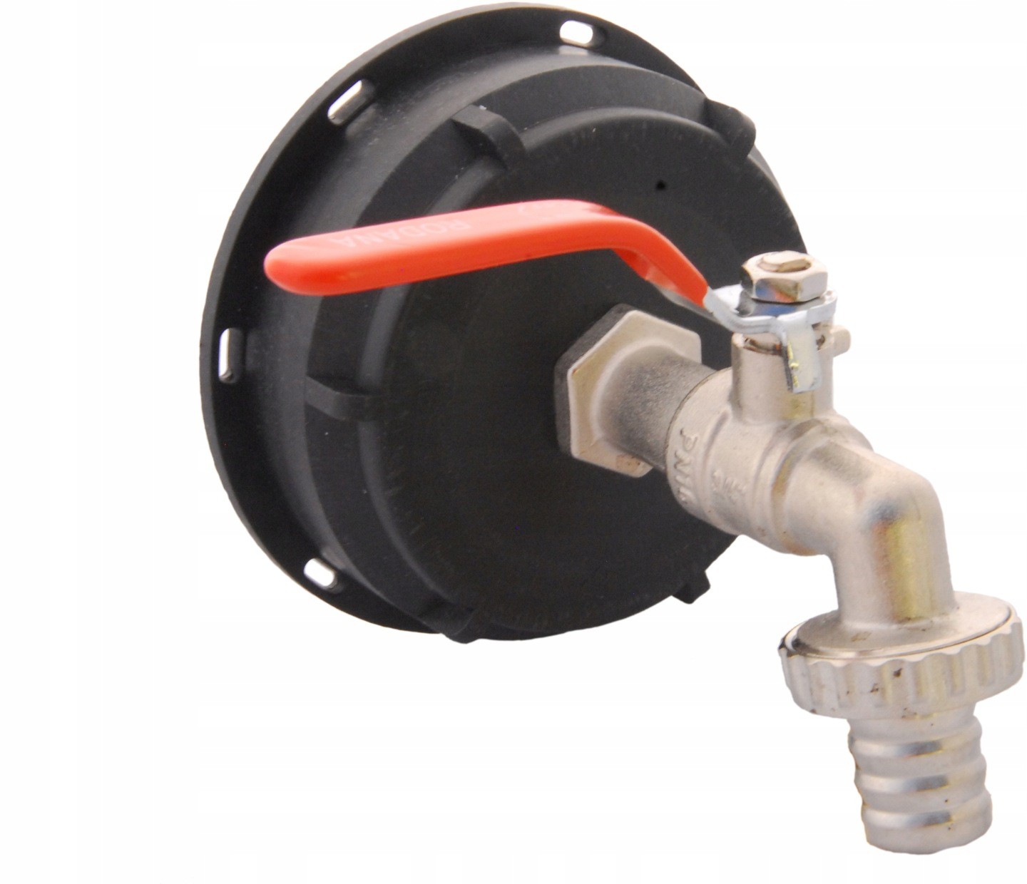Kran metalowy 3/4 " + Nakrętka 10 cm na zbiornik 1000L